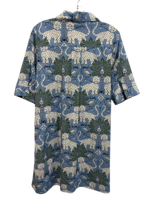 Dizzy Lizzie Size M Blue, Green & White Cotton Safari Animal Print Dress Blue, Green & White / M