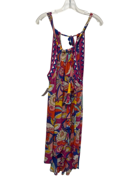 Trina Turk Size S Blue, mangenta & multi Rayon Sleeveless V Neck Dress Blue, mangenta & multi / S