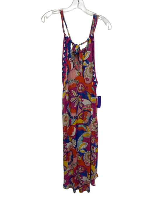 Trina Turk Size S Blue, mangenta & multi Rayon Sleeveless V Neck Dress Blue, mangenta & multi / S