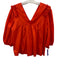 Harshman Size S Orange Cotton V Neck & Back Ruffle Detail Puff 3/4 Sleeve Top Orange / S