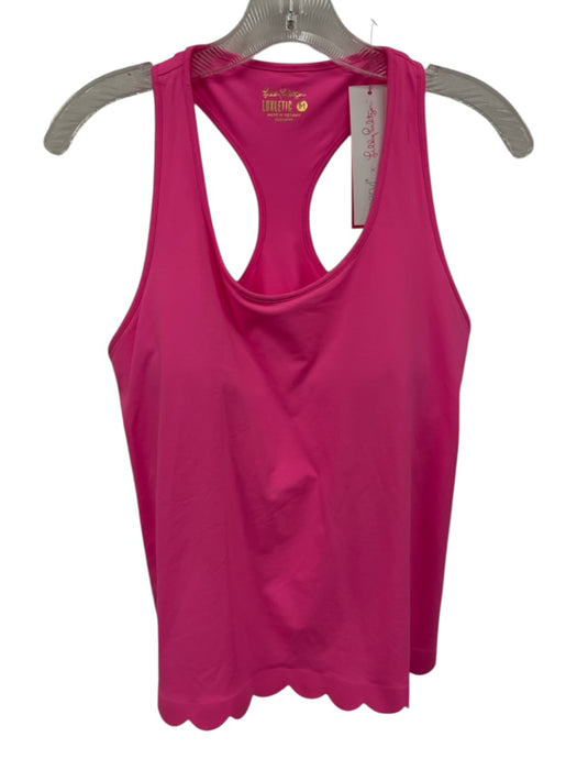 Lilly Pulitzer Luxletic Size M Neon Pink Nylon Blend padded T Back Tank Top Neon Pink / M
