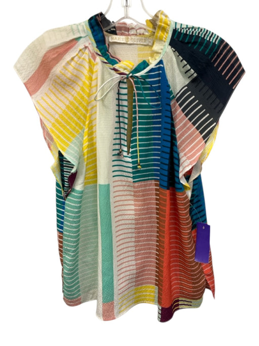 Marie Oliver Size XS Green, Yellow & Multicolor No Fabric Tag V Neck Top Green, Yellow & Multicolor / XS