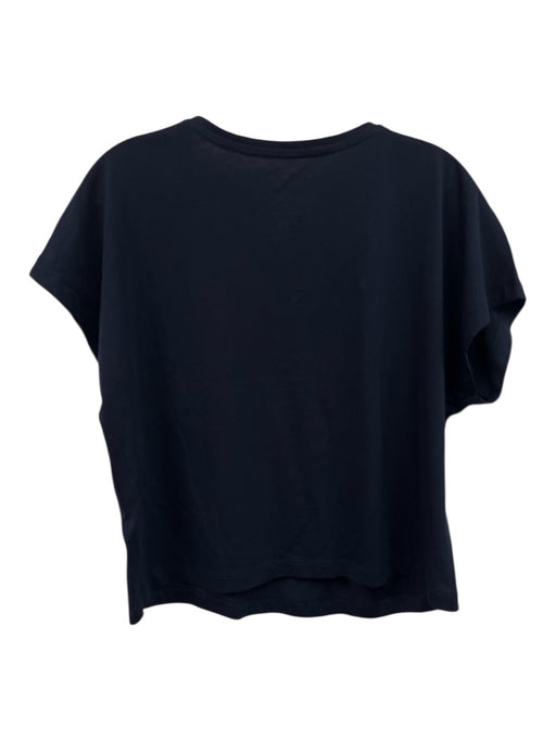 Calypso Size M Navy Cotton V Neck Short Sleeve Cropped Top Navy / M