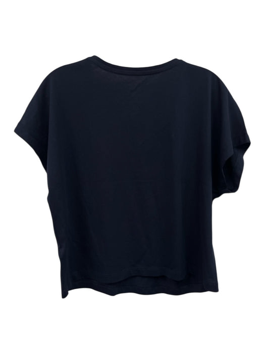 Calypso Size M Navy Cotton V Neck Short Sleeve Cropped Top Navy / M