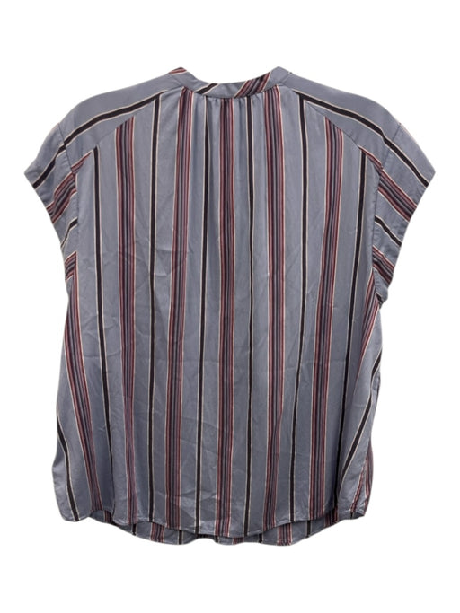 Joie Size M Light Blue, Red & Multi Viscose Blend V Neck Sleeveless Striped Top Light Blue, Red & Multi / M