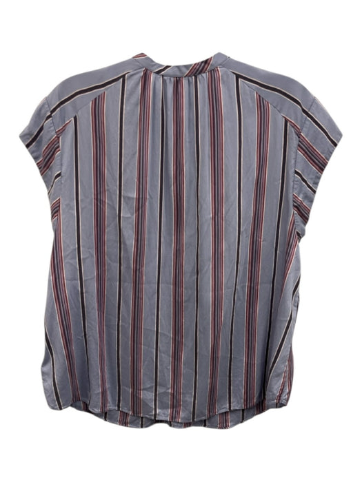 Joie Size M Light Blue, Red & Multi Viscose Blend V Neck Sleeveless Striped Top Light Blue, Red & Multi / M