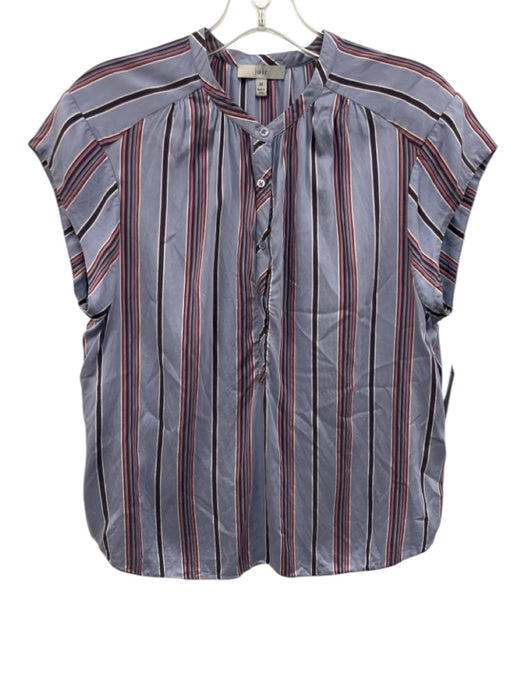 Joie Size M Light Blue, Red & Multi Viscose Blend V Neck Sleeveless Striped Top Light Blue, Red & Multi / M