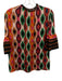 Alice & Olivia Size XS Red, Green & Multi Viscose Ruffle Collar V Neck Top Red, Green & Multi / XS