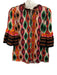 Alice & Olivia Size XS Red, Green & Multi Viscose Ruffle Collar V Neck Top Red, Green & Multi / XS