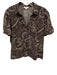 Elan Size S Brown & White Viscose Blend Collar V Neck Button Down Top Brown & White / S