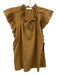 Stark X Size XS Tan Cotton Ruffle Tie Neck Key Hole Front Top Tan / XS