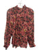 Ba&sh Size S Red, Black & Yellow Viscose Abstract Floral Long Balloon Sleeve Top Red, Black & Yellow / S