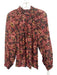 Ba&sh Size S Red, Black & Yellow Viscose Abstract Floral Long Balloon Sleeve Top Red, Black & Yellow / S