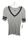 Frame Size Small Gray & Navy Cotton & Wool Short Sleeve Ribbed Striped Top Gray & Navy / Small