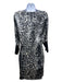 Robert Rodriguez Size 2 Gray & Black Silk Drawstring Waist Leopard Dress Gray & Black / 2