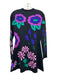 AMUR Size S Black, Purple, Green Merino Wool Flowers Sweater Fit & Flare Dress Black, Purple, Green / S