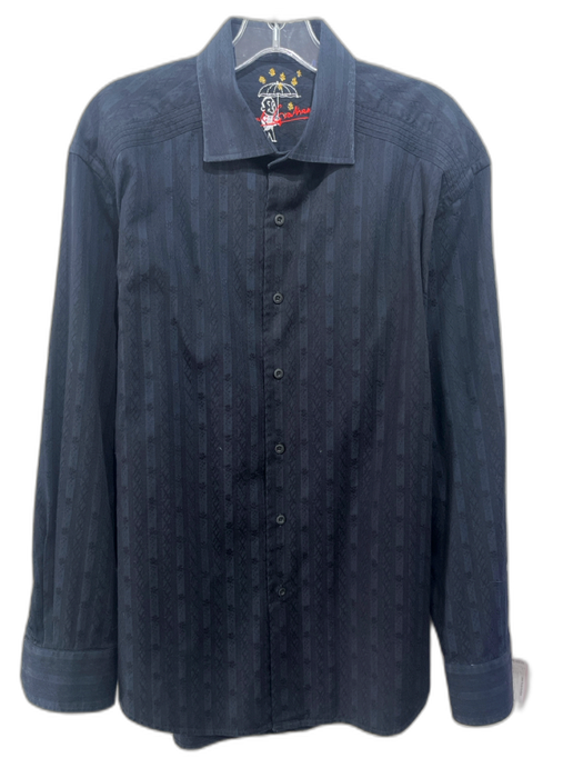 Robert Graham Size XL Black Cotton All Over Print Button Down Long Sleeve Shirt Black / XL