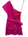 Derek Lam 10 Crosby Size 4 Fuchsia Cotton One Shoulder Tie Front Side Zip Dress Fuchsia / 4