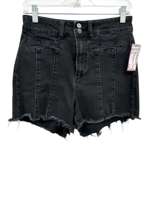 Paige Size 27 Black Wash Cotton Denim Zip Fly High Rise Raw Hem Shorts Black Wash / 27