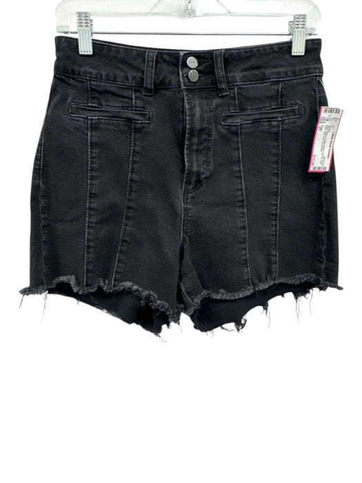 Paige Size 27 Black Wash Cotton Denim Zip Fly High Rise Raw Hem Shorts Black Wash / 27