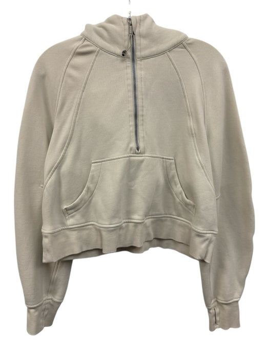 Lululemon Size XS/S Cream Beige Cotton & Polyester Hood 1/4 Zip Crop Jacket Cream Beige / XS/S