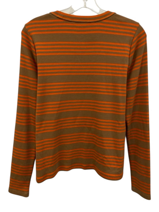 Veronica Beard Jeans Size S Brown & Orange Cotton Long Sleeve Stripe Top Brown & Orange / S