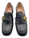 Gucci Shoe Size 36.5 Black Leather Square Toe Metal Logo Slip On Loafers Black / 36.5