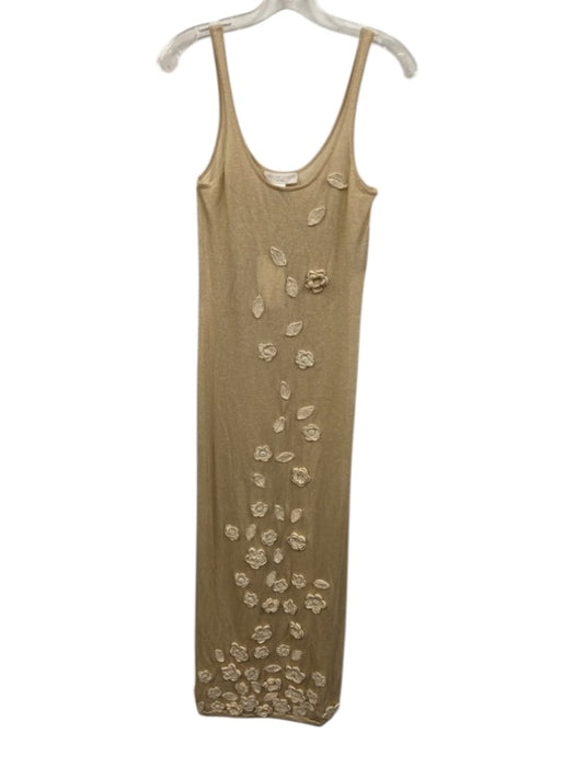 Caroline Constas Size M Champagne Gold Tencel & Acrylic Sleeveless Maxi Dress Champagne Gold / M