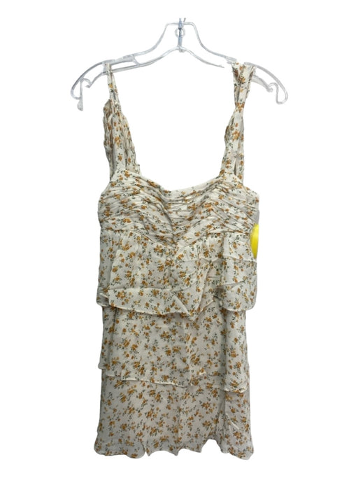 Reformation Size S Cream & Yellow Viscose floral print Sleeveless Smocked Dress Cream & Yellow / S