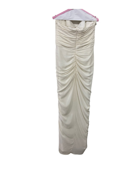 Badgley Mischka Size 10 Ivory White Silk Blend Strapless Floor Length Gown Ivory White / 10