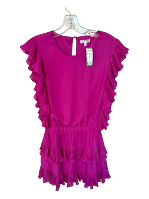 TCEC Size M Magenta Polyester Flutter Sleeves Accordion Dress Magenta / M