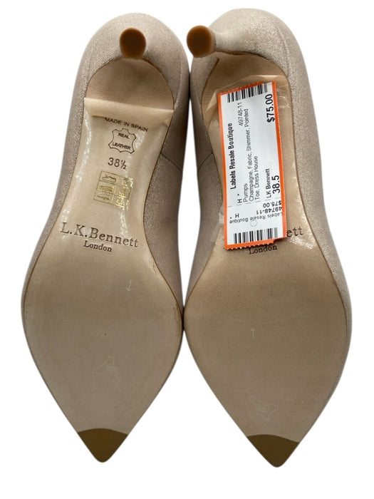 LK Bennett Shoe Size 38.5 Champagne Fabric Shimmer Pointed Toe Pumps Champagne / 38.5