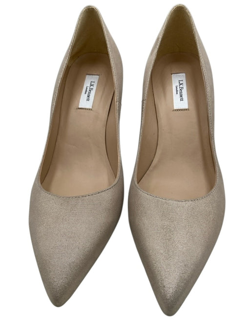 LK Bennett Shoe Size 38.5 Champagne Fabric Shimmer Pointed Toe Pumps Champagne / 38.5