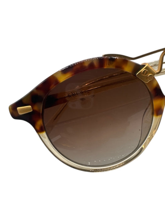 Krewe Brown & Cream Acetate Tortoise Round Sunglasses Brown & Cream