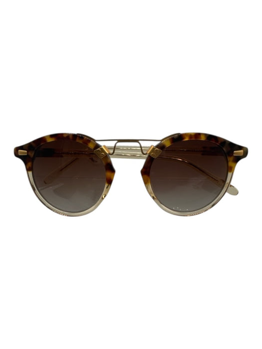 Krewe Brown & Cream Acetate Tortoise Round Sunglasses Brown & Cream