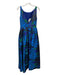 Adrianna Papell Size 8 Blue, Green, Black Polyester Sleeveless Floral Gown Blue, Green, Black / 8