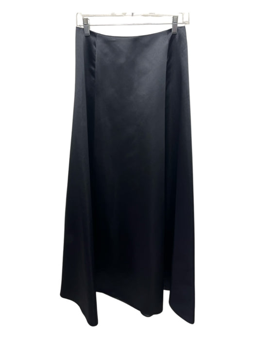 Lord & Taylor Size 6 Black Polyester Paneled Satin Evening Maxi Skirt Black / 6