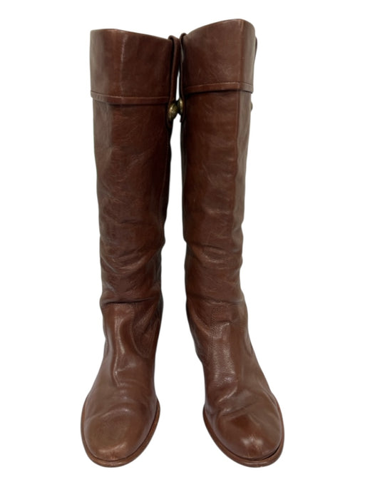Coach Shoe Size 10 Brown Leather Round Toe Block Heel Knee High Boots Brown / 10