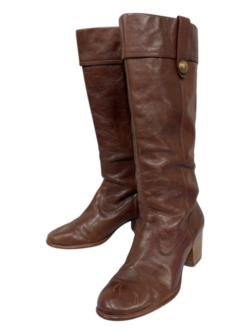 Coach Shoe Size 10 Brown Leather Round Toe Block Heel Knee High Boots Brown / 10