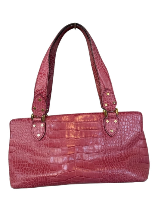 Kate Spade Pink Leather Croc Embossed Top Handles Rectangle Bag Pink / S