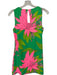 Julie Brown Size 4 Green & Pink Polyester Shift Sleeveless Floral Neon Dress Green & Pink / 4
