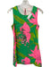 Julie Brown Size 4 Green & Pink Polyester Shift Sleeveless Floral Neon Dress Green & Pink / 4