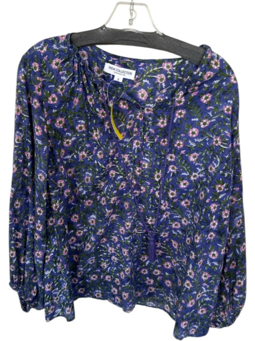 India Collection Emerson Fry Size S Purple, Pink & Green Cotton Floral Top Purple, Pink & Green / S