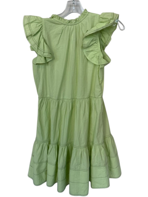 Omika Size XS Green Cotton Flutter Sleeves Stitching Detail Ruffles Dress Green / XS