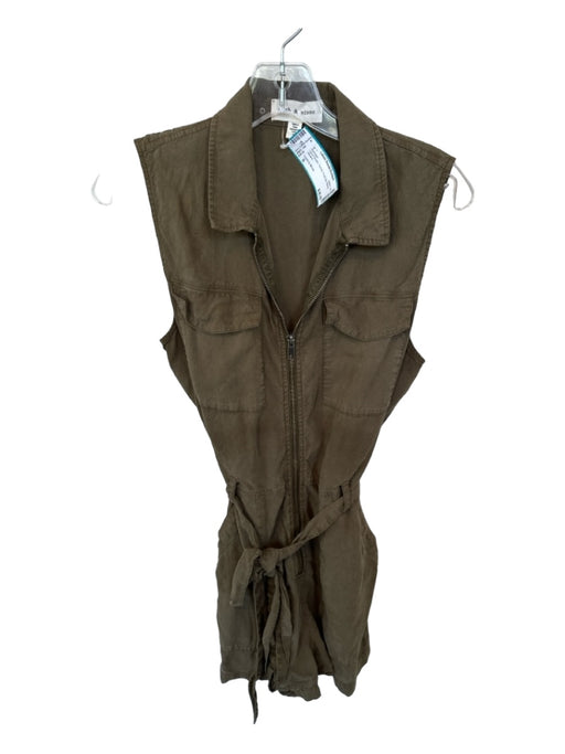 Cloth & Stone Size S Olive Green Tencel Front Zip Belted Romper Olive Green / S