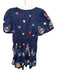 By Anthropologie Size S Navy Cotton Blend Pockets Floral Embroidered Mini Dress Navy / S