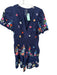 By Anthropologie Size S Navy Cotton Blend Pockets Floral Embroidered Mini Dress Navy / S