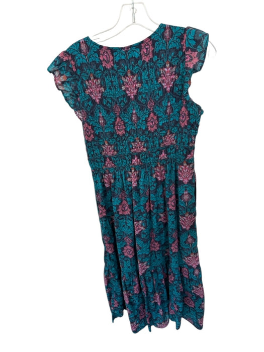 By Anthropologie Size Est S Teal Cotton Flutter Cap sleeve V Neck Dress Teal / Est S