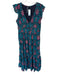 By Anthropologie Size Est S Teal Cotton Flutter Cap sleeve V Neck Dress Teal / Est S