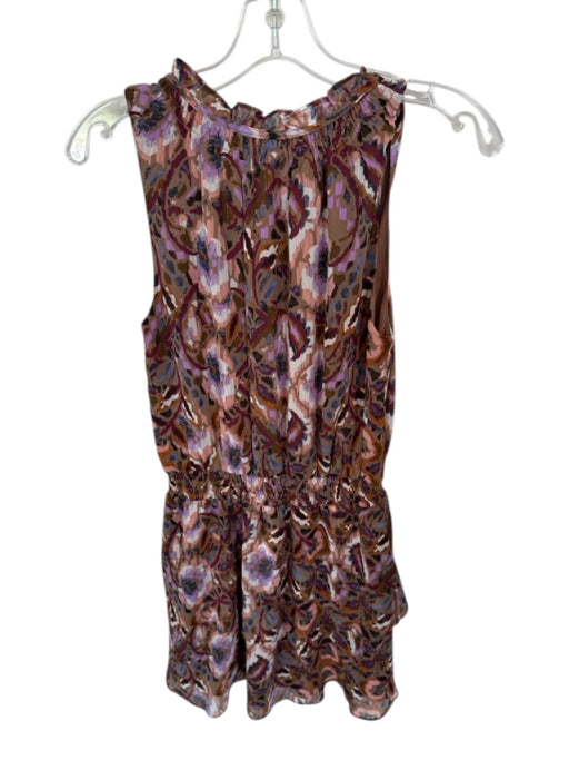 Evereve Size S Brown & Multi Polyester Sleeveless High Neck Mini Dress Brown & Multi / S